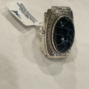 Locket Ring, Black Opal SARDA size 6-3/4